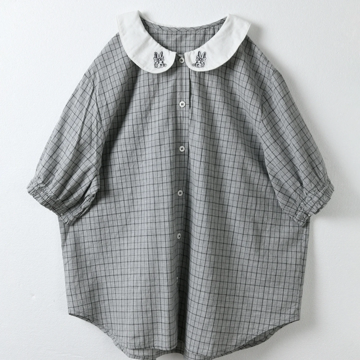 

Youth Kawaii Sweet Preppy Style Cotton Plaid Short Sleeve Shirt Girl Cute Summer School Japan Style Lolita Harajuku Blouse Top