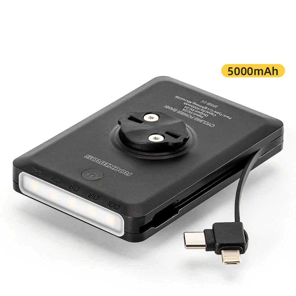 

2in1 Bike Light 5000mAh Large Capacity Power Bank with Recharging Cable Portable Outdoor Cycle Accessory Bicycle Light Recharger