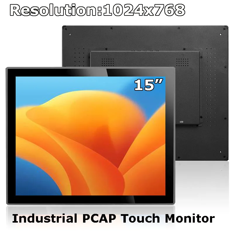 Industrial Monitor 15 Inch 1024*768 Open Frame 10 Points Touch Flat Capacitive Touch Screen Monitor With VGA HDMI USB Interface