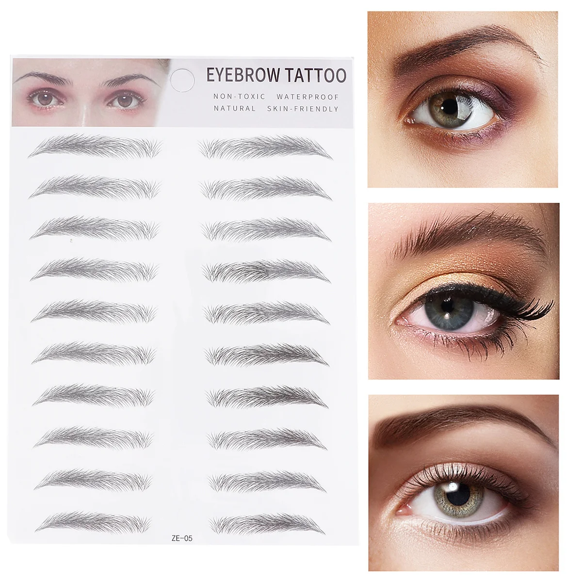 2Pcs Eyebrow Stickers Hair-Like Transfer Tool for Men Women Type 5 Black Easy Apply Full Natural Look Lasts Days