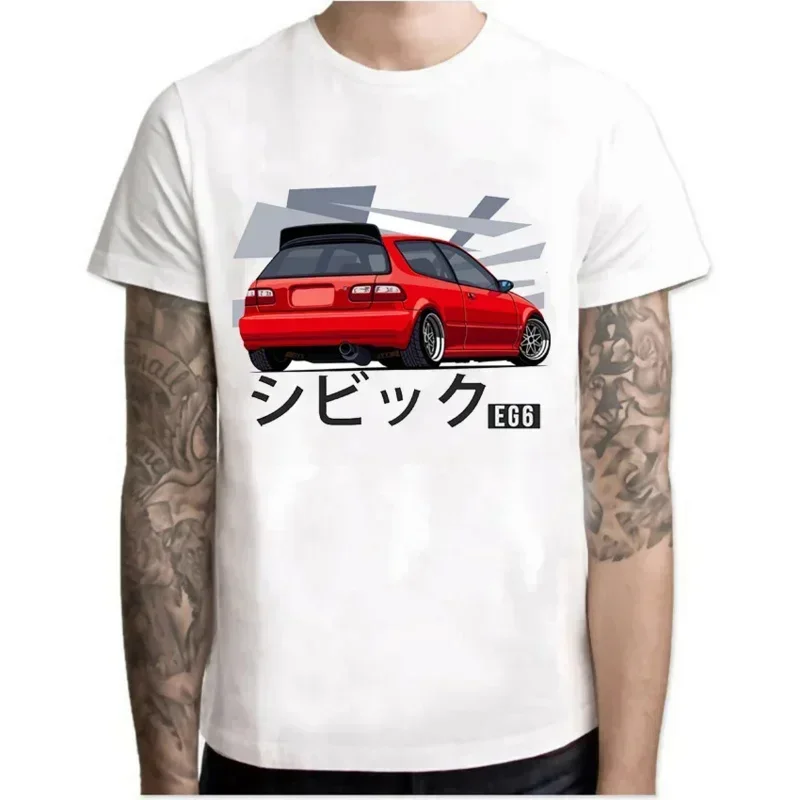 Vintage Turbo Civic EG T-Shirt JDM Legend Drift Car Evolution Shirt Boy Casual White Sport Tees Tops New Summer Men Short Sleeve