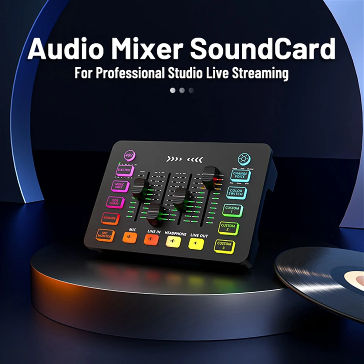 live sound card Sound Card Audio Mixer Rechargeable Audio Interface Mixer with XLR Microphone Interface for Podcasting/Recording