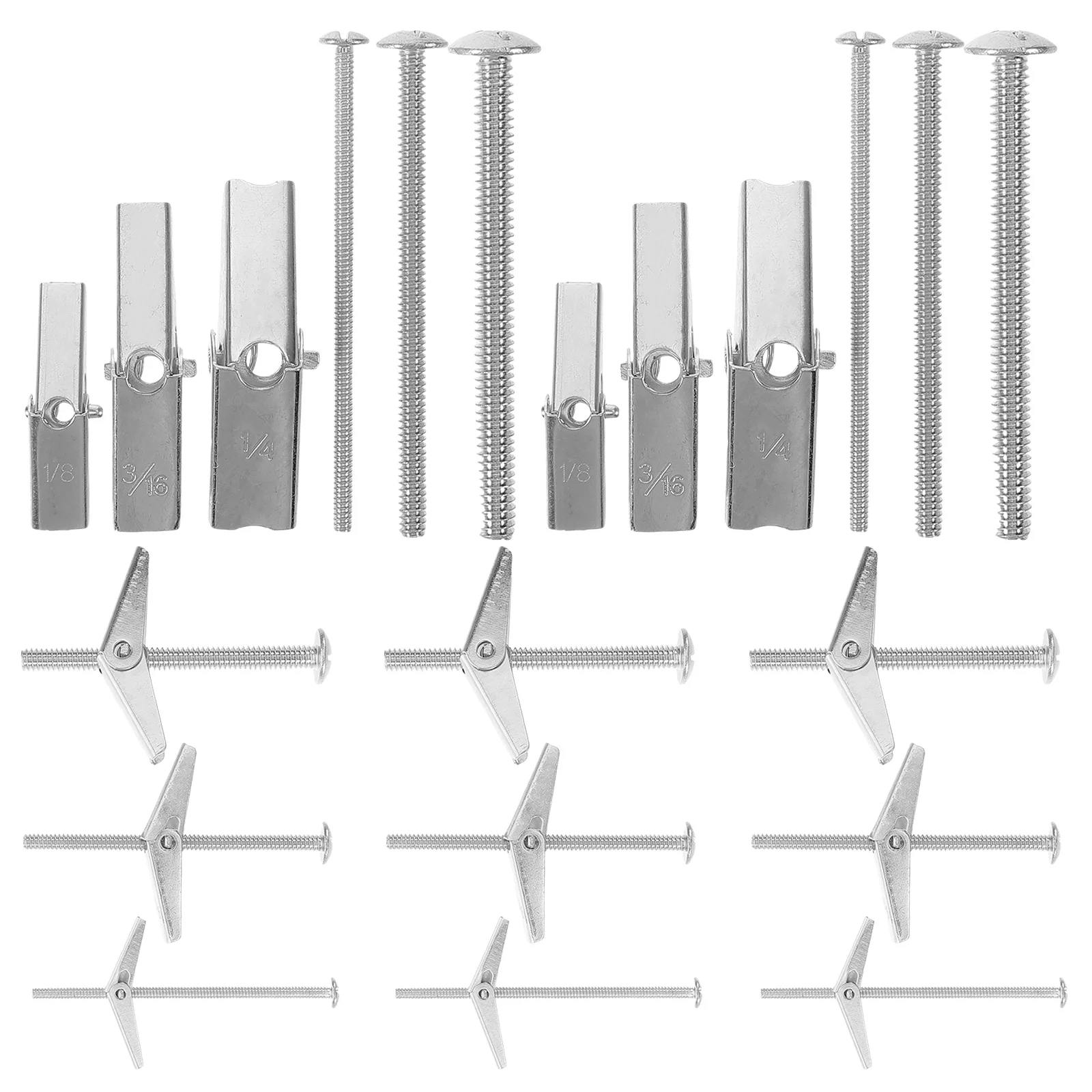 24 PCS Umbrella Iron Airplane Toggle Bolts for Drywall Heavy Duty Silver Carbon Steel