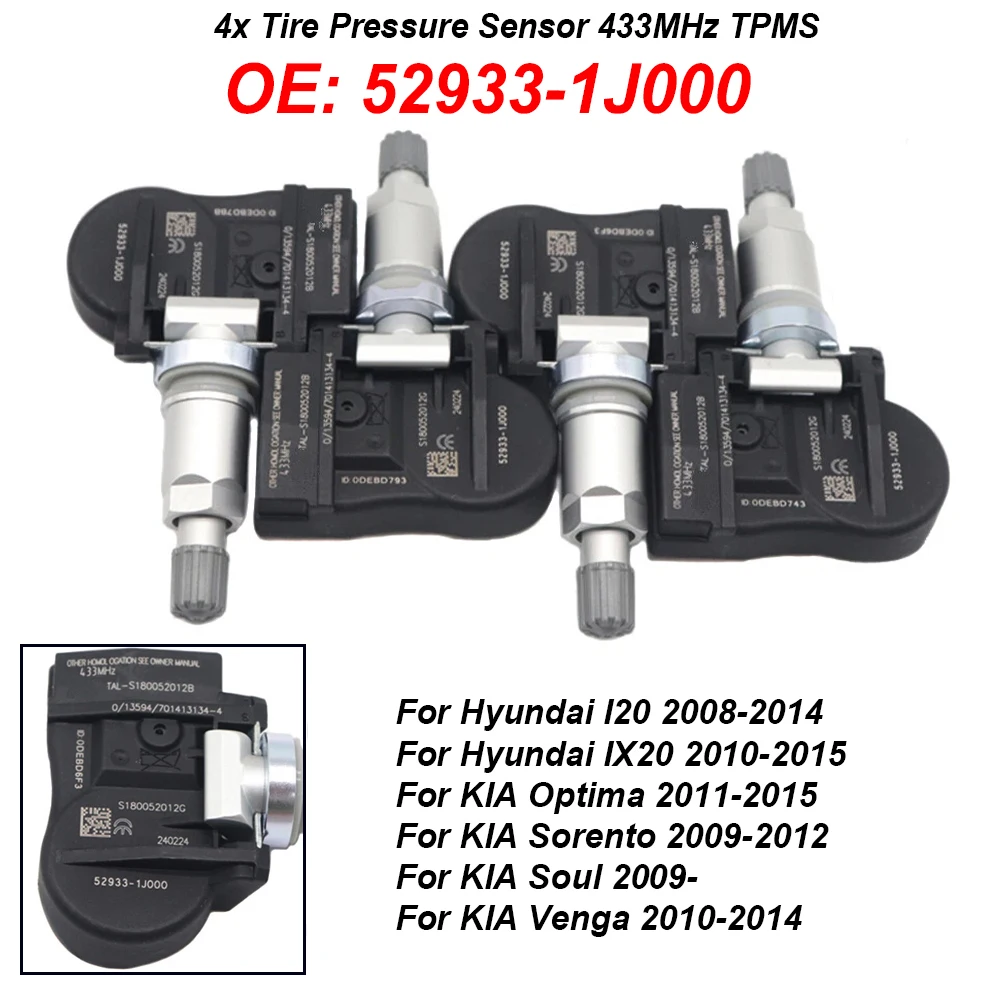 

52933-1J000 529331J000 TPMS Tire Pressure Sensor 433MHZ High Quality For Hyundai I20 IX20 For KIA Optima Sorento Soul Venga