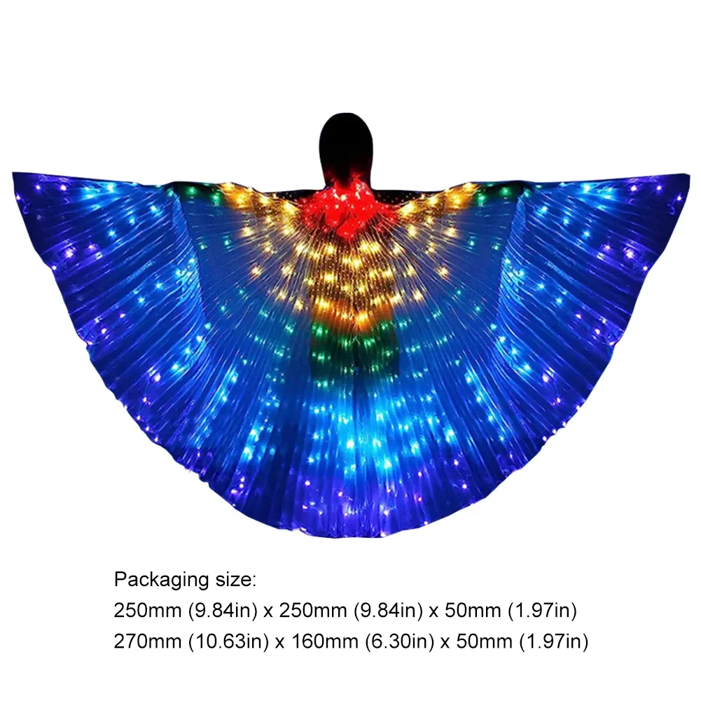 LED Lights Belly Dance Isis Wing Performance Clothing LED Isis Wing With Sticks For Adults Child For Xmas Carnival Halloween