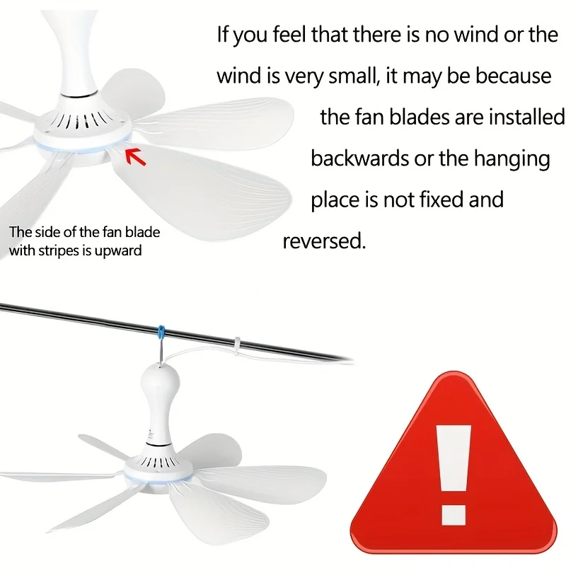 USB Fan Silent 6-blade Ceiling Fan 4-speed Hanging Fan for Camping Bed Camping Outdoor Hanging Camper Tents