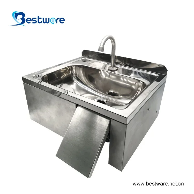 Knee Operated Catering Industrial Kitchen Stainless Steel Hand Washing Sink