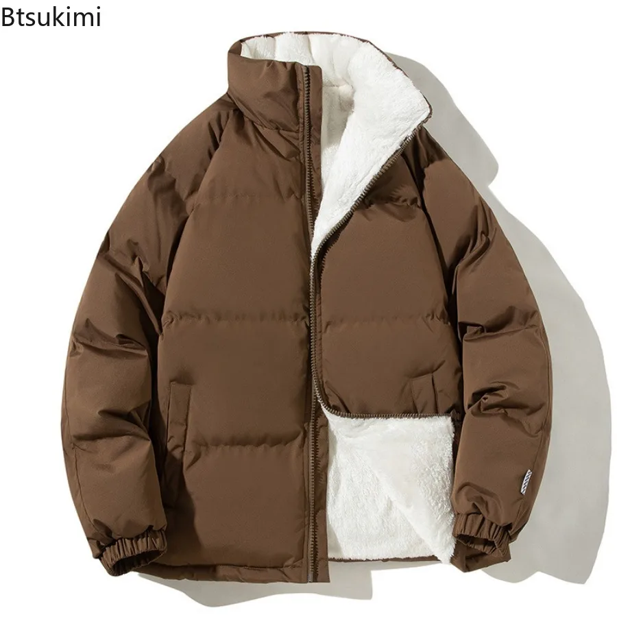 2025 Winter New Men's Parkas Fashion Trend Short Solid Color Down Jacket Coat Casual Fashion Versatile Thick Stand Collar Jacket