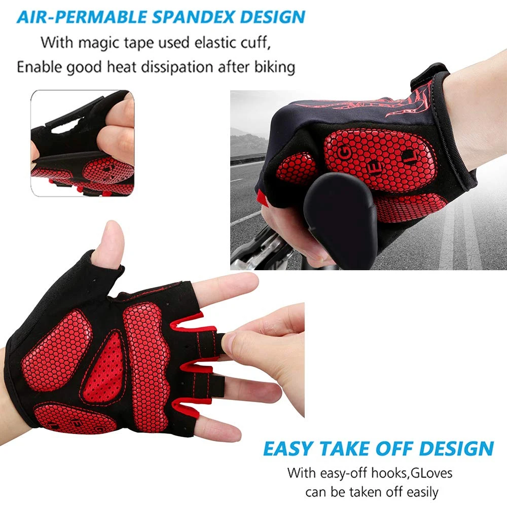 1Pair Arthritis Compression Gloves Cycling Gloves Workout Gloves for Men Women - [5MM Gel Pad] Half Finger Glove for Exercise