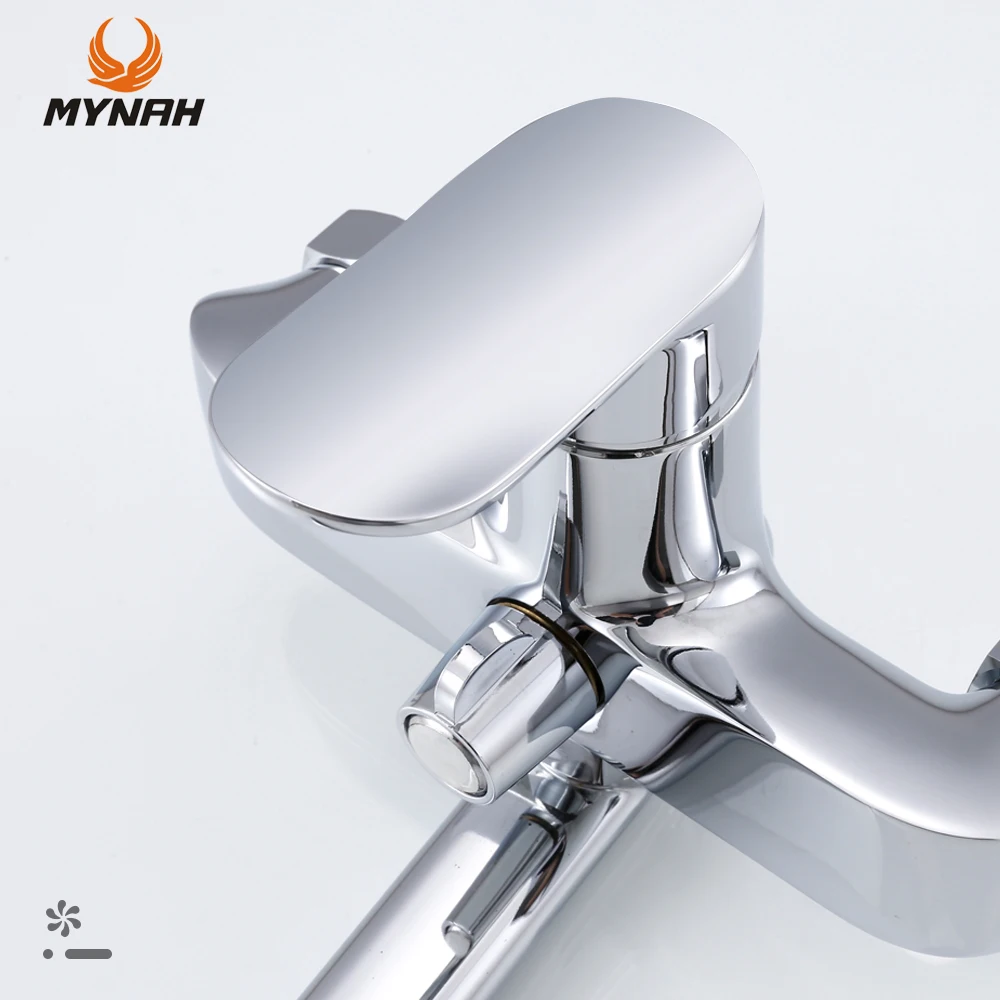 Imagem -05 - Mynah Conjunto de Duche Rotativo Wall Mounted Bathroom Faucet Misturador de Água Fria e Quente Torneira de Banheira Double Outlet Water Tap