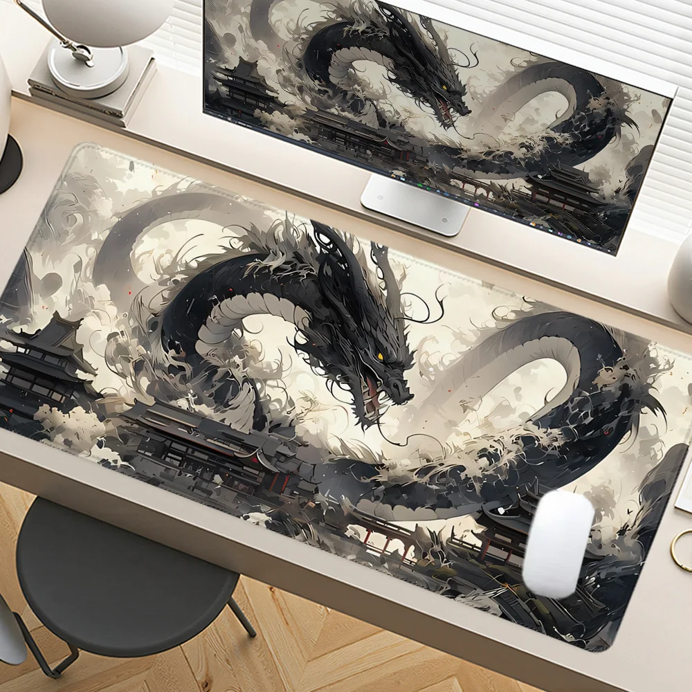 

Large Dragon Mouse Pad Large Desk Accessories Desk Pad Rubber Base with Stitched Edge Mousepad Non-Slip Mousepad for Office