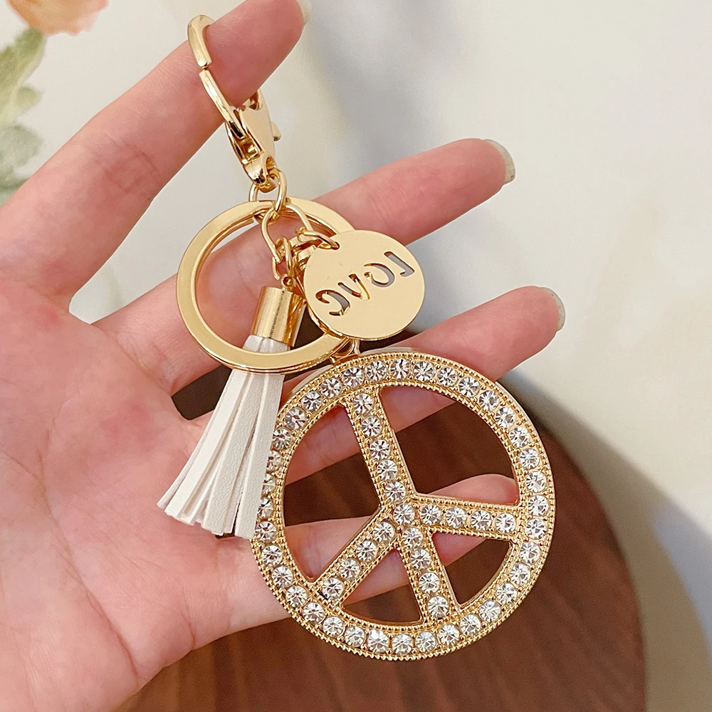 EASYA Peace Sign Keychain LOVE Peace World Tassels Pendant Souvenirs Gifts for Friends