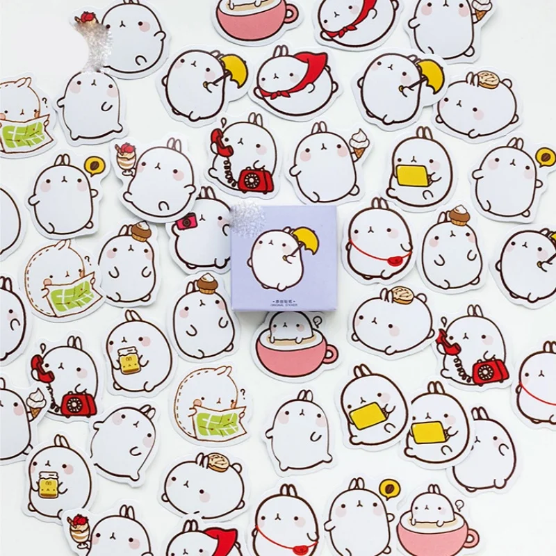 45 stuks cartoon konijn doosstickers esthetische ambachten decoratiestickers briefpapier decoratiestickers afdichtingsstickers