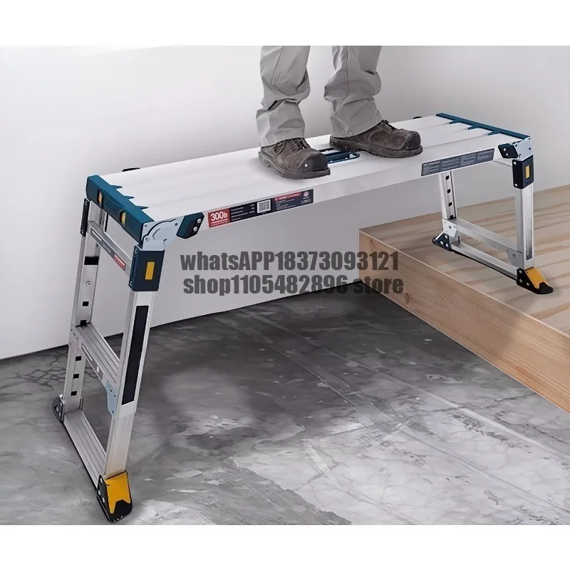 Stable ladder thickened aluminum alloy platform ladder telescopic folding multifunctional scaffold