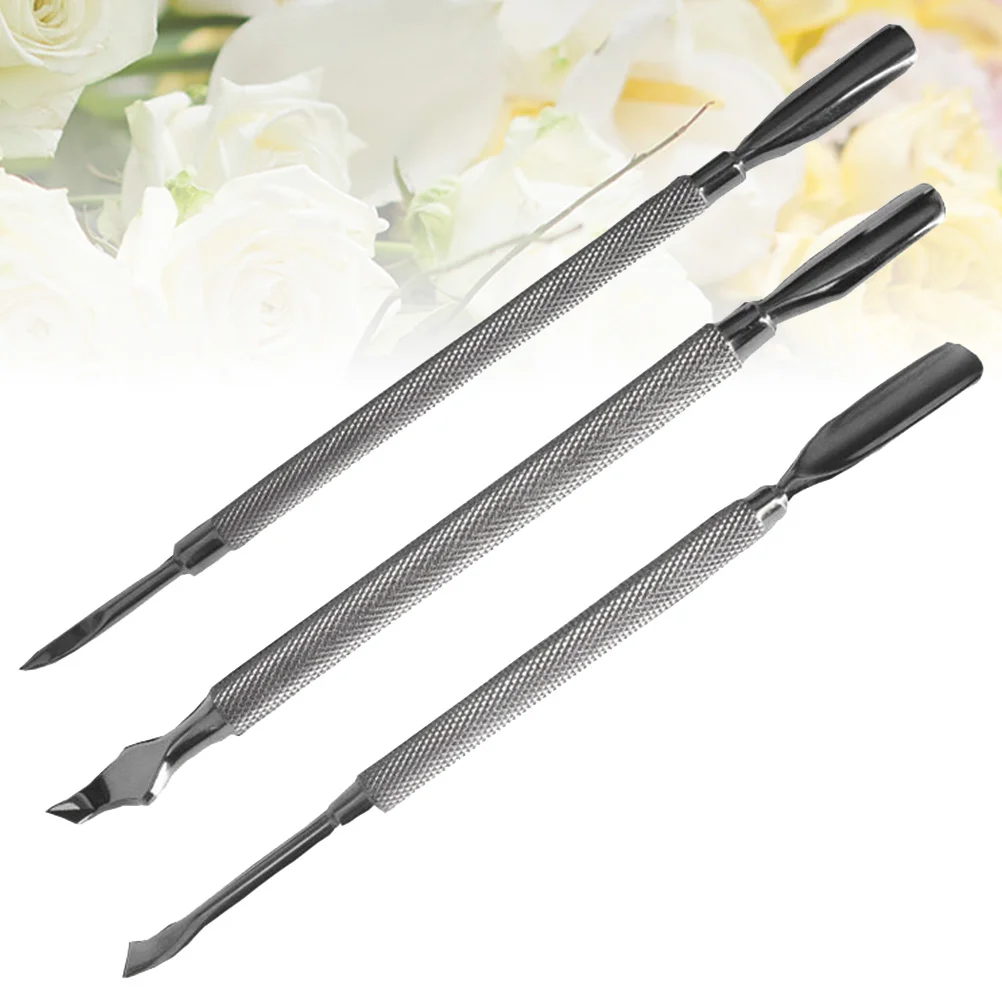 

3 Pcs Nail Cleaing Stick Nail Pedicure Trimmer for Exfoliating Cuticle Pusher Stainless Steel Exfoliate Pushers Kit