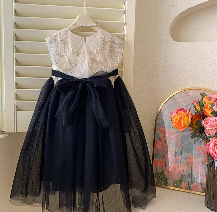 New Baby Summer Girls Boutique Sequined Party Dress, Princess Kids Sweet Fashion Dress  3-7T