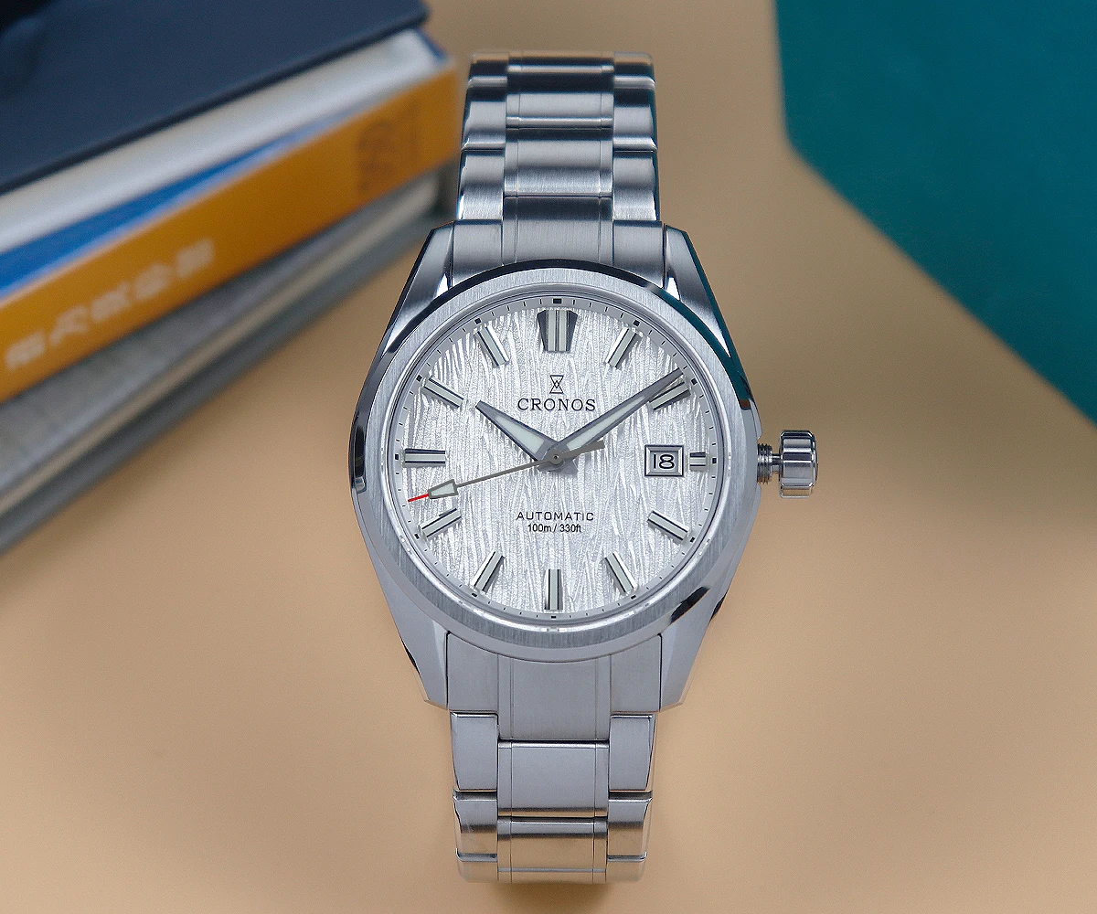 

Cronos L6040 V1 Роскошные мужские деловые деловые часы Miyota 9015 Автоматические механические 100 м Водонепроницаемый циферблат с указателем Запас хода