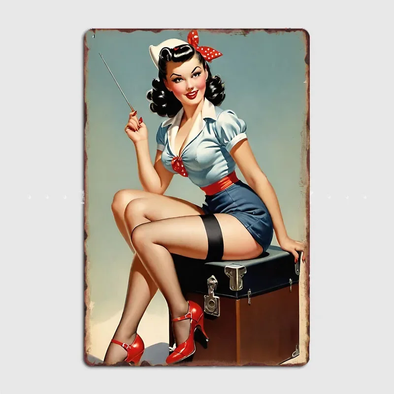 Classic Vintage Pin Up of the 1950s Retro Poster Metal Sign Garage Club Indoor Room Wall Decor Custom Tin Home Decor