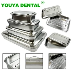 Dental Disinfection Box With Lid Stainless Steel Surgical Medical Tray Sterilizer Container Dentist Instrument Storage Cassette