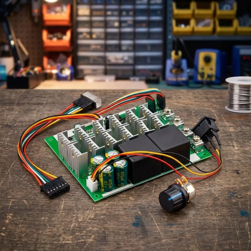 12V 24V 36V 48V DC Motor Controller 60A 10-55V Input, Forward/Reverse 3-Speed Regulator For Electric Projects