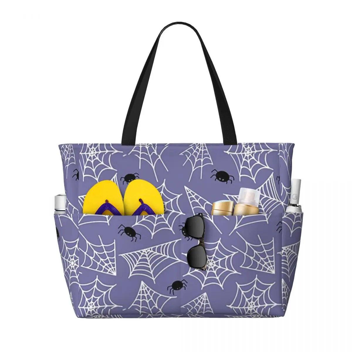 Halloween Black Cat Spider Gothic Witch Beach Tote Bag Sport Gym Yoga Duffle Large Tote Bag Women Travel Bag Fitness bag