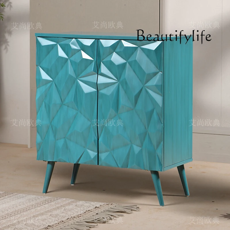 

Обеденный боковой шкаф из цельного дерева, дизайнерский шкаф для хранения вещей, гостиная, диван, боковая перегородка, шкаф у стены