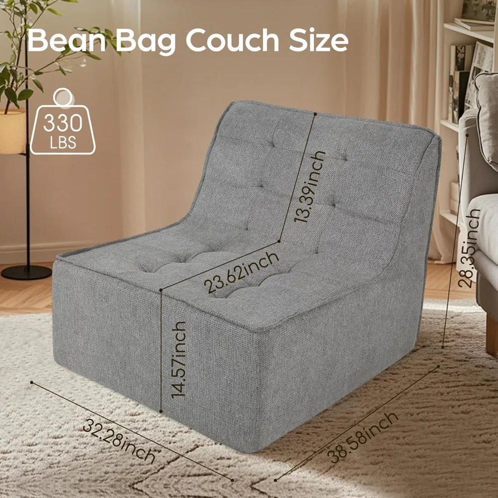 Bean Bag Chair Bean Bag Sofa Chair Soft Stuffed Filling, Fluffy and Lazy Sofa with Filler, Comfy Cozy Giant BeanBag Chairs