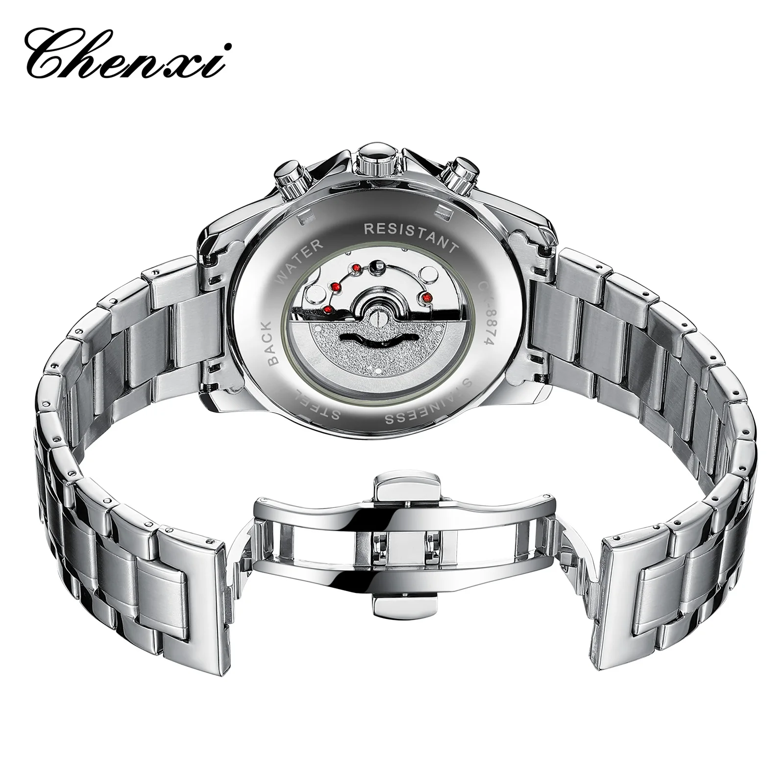 43 mm Large Analog Quartz Men's Watch Chronograph Moon Phase Calendar Watches Fashion Waterproof Business Watch Male CHENXI