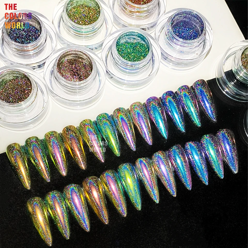 TCT-981 12 Kleuren Holografische Chrome Kameleon Nagelpoeder Set voor Nail Art Salon Manicure DIY Chrome Nail Tips Effect Pigment