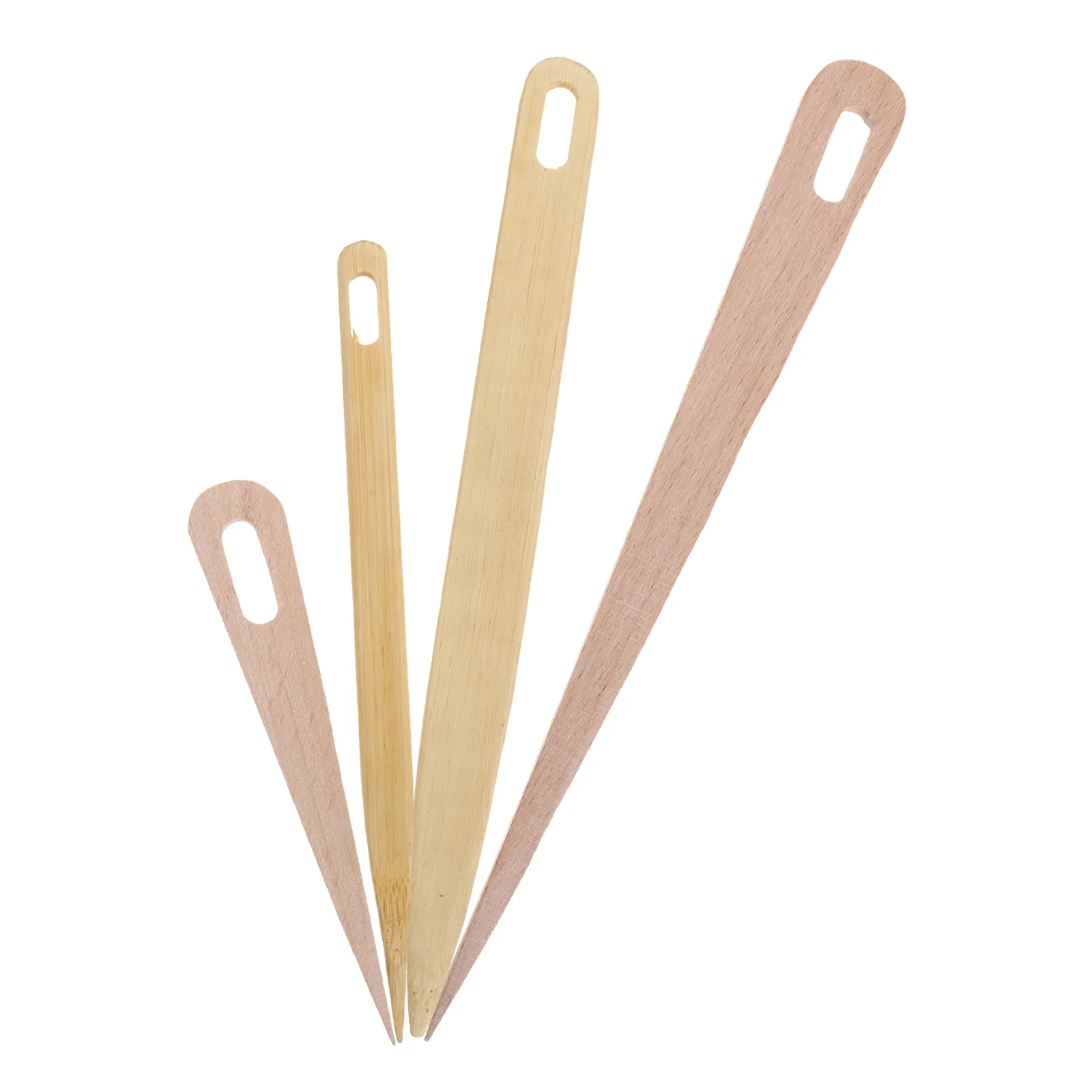 

4pcs Wooden Bamboo Large-Eye Tapestry Needles Durable Smooth Weaving Macrame Yarn Crocheting Comfortable Grip Tools Supplies Diy