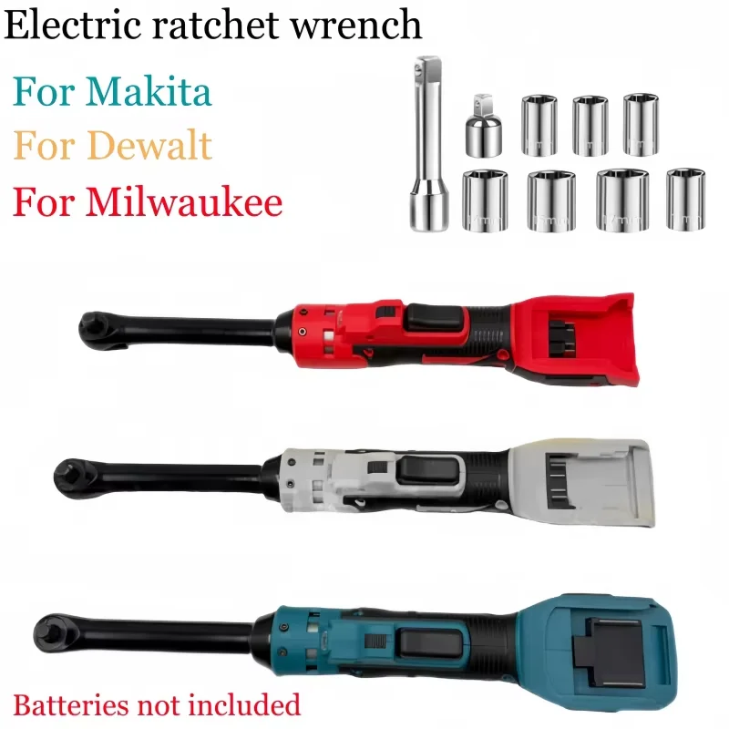 

6-inch extended ratchet wrench for Makita/Dewalt/Milwaukee 18V batteries, LED lights, suitable for installation and removal