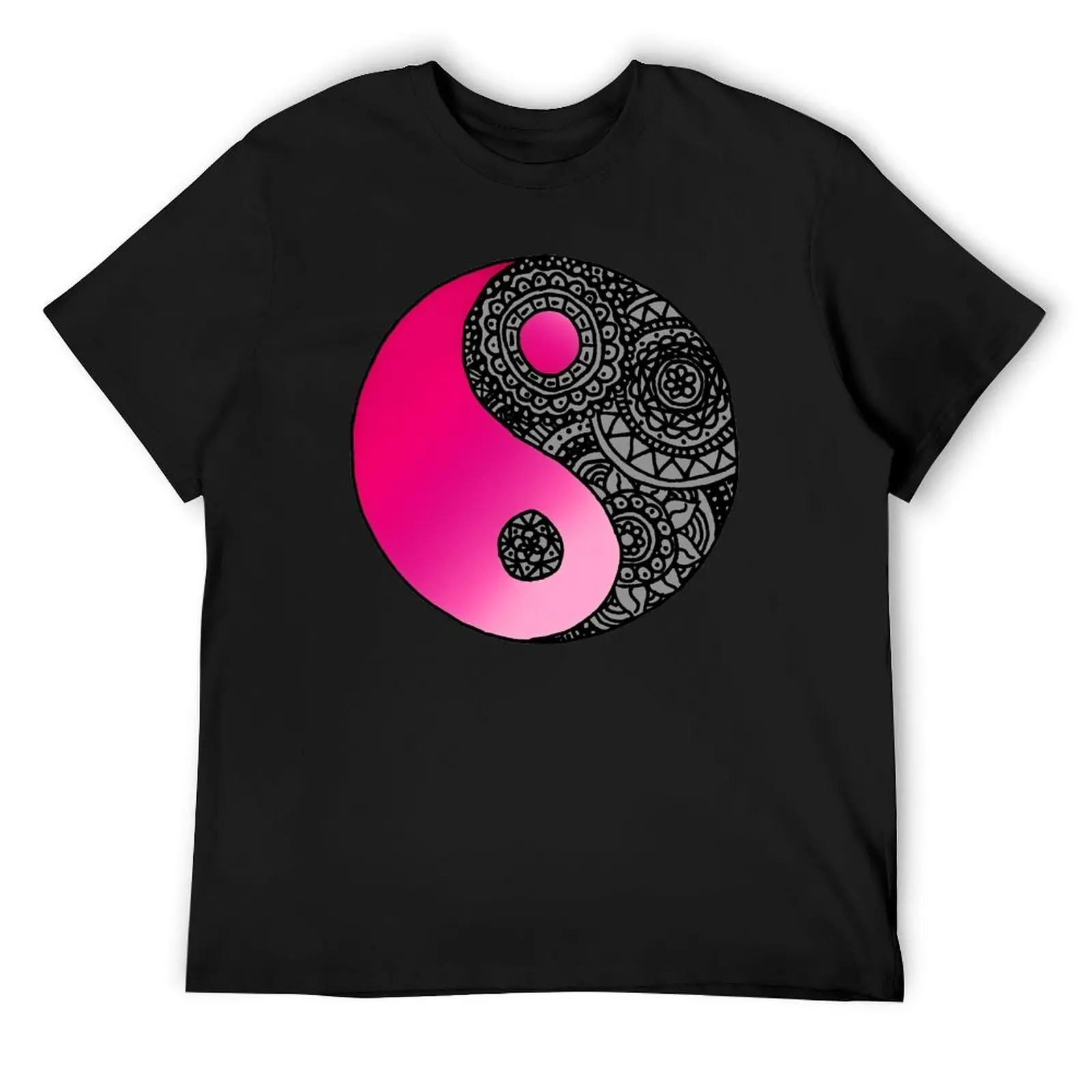 

Pink and Black Yin Yang Mandala T-Shirt tops vintage graphic tee quick-drying mens graphic t-shirts anime