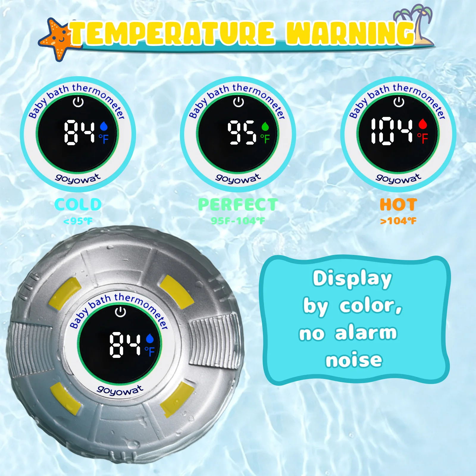 Termometro da bagno per bambini giocattolo del fumetto Display a LED misuratore di temperatura dell'acqua sensore di sicurezza della temperatura dell'acqua per bambini allarme colore freddo/caldo