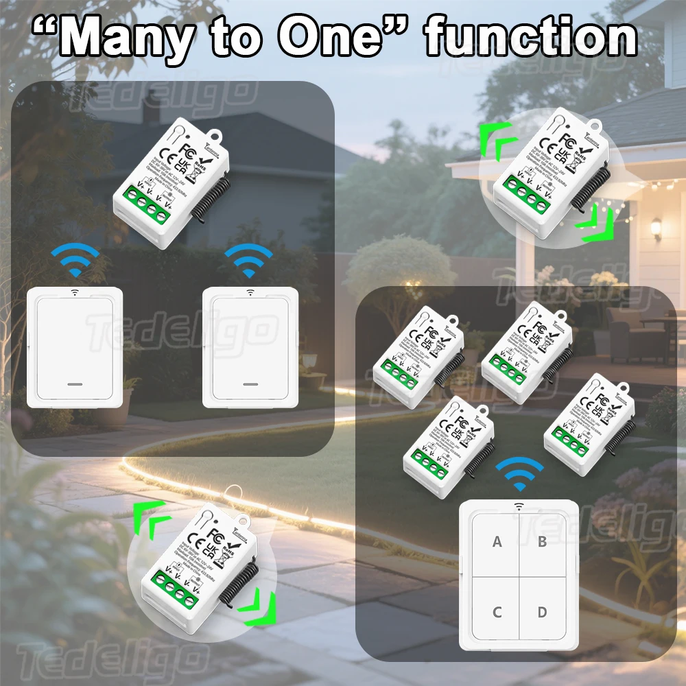 DC 6-36V 6V 12V 24V 433Mhz RF Wireless Remote Control Switch Relay 1CH Receiver Module For Electronic Lock / LED / Bulb ON OFF