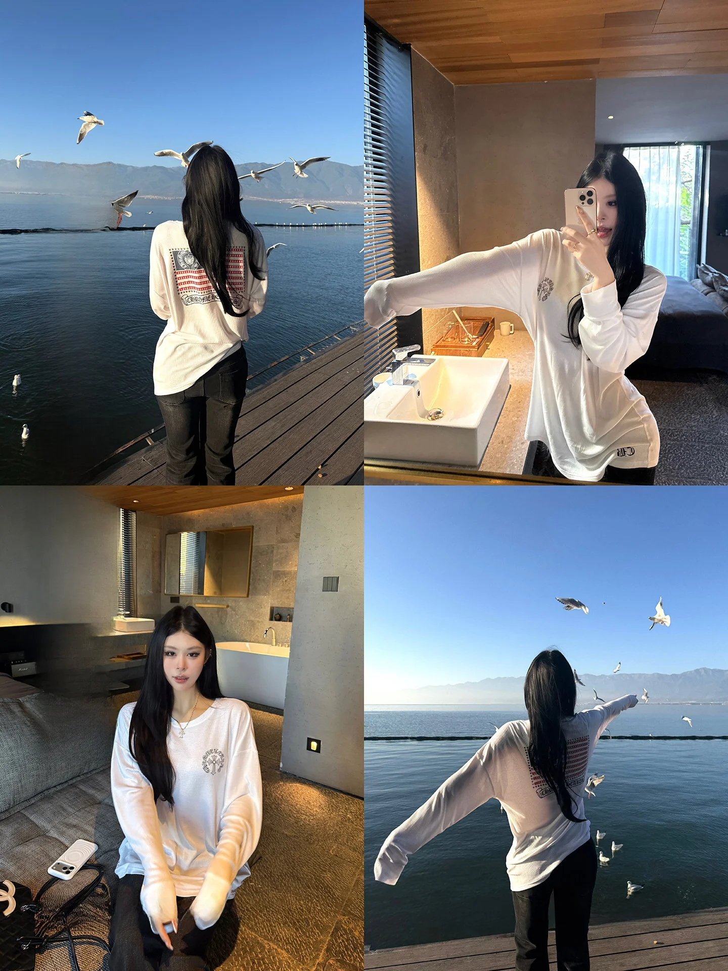 

Свободная женская футболка с длинным рукавом и круглым вырезом, с принтом, удобная, дышащая, повседневная, в американском стиле, больших размеров, весенние новинки