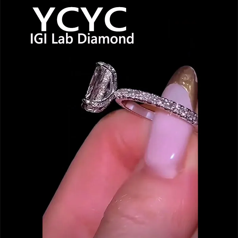 

2 3 4 Ct Lab Grown Diamond Ring Solid14K White Gold Radiant Cut Diamond CVD HPHT DEF VS-VVS Wedding&engagement Ring