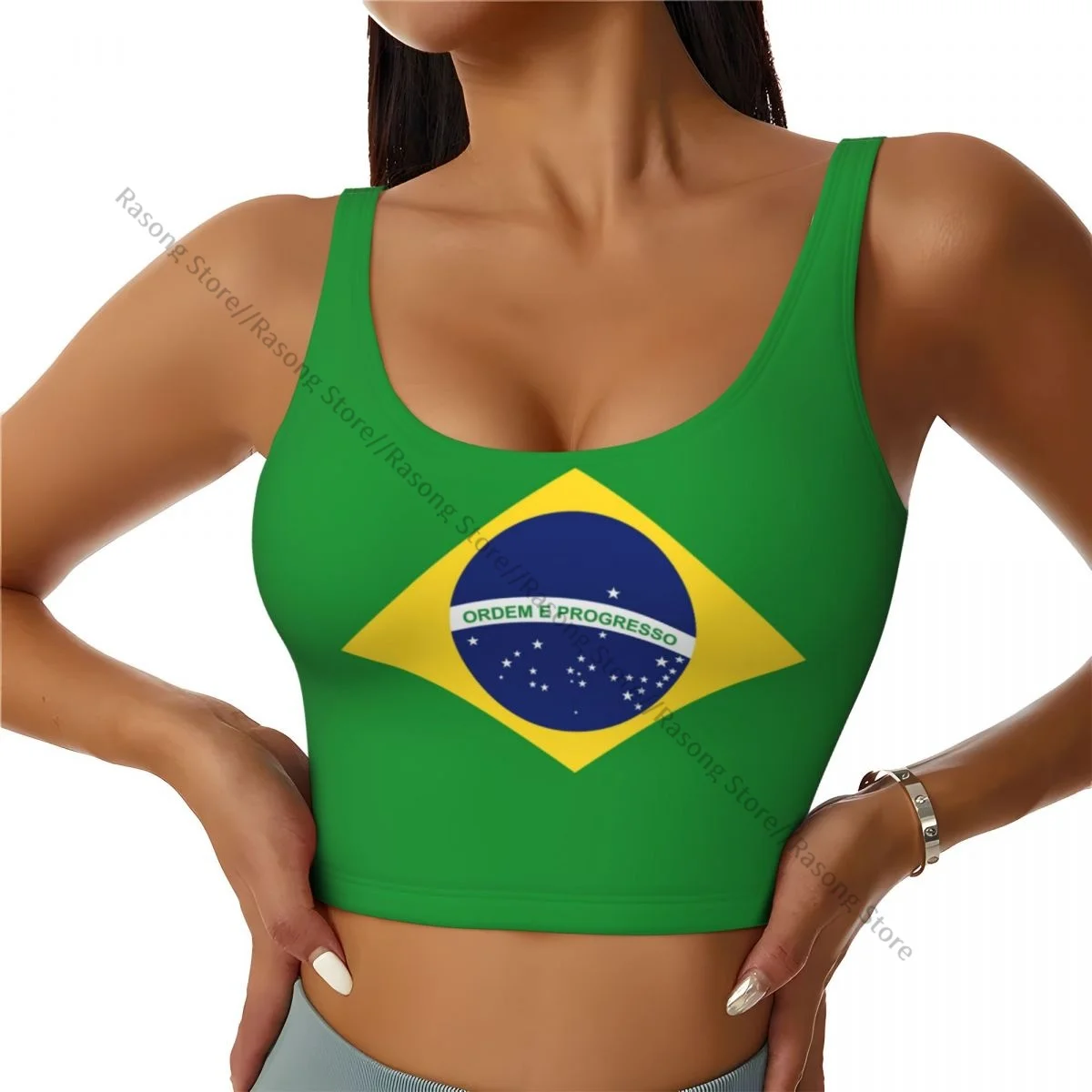 Women Sexy Sports Vest Brazil Flag Female Streetwear Sport Lingerie Tee Crop Top