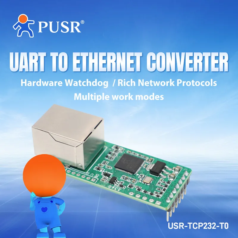 PUSR TTL to Ethernet Module Plug-in packet design with 1*TTL, 1*RJ45 10Mbps ETH USR-TCP232-T0