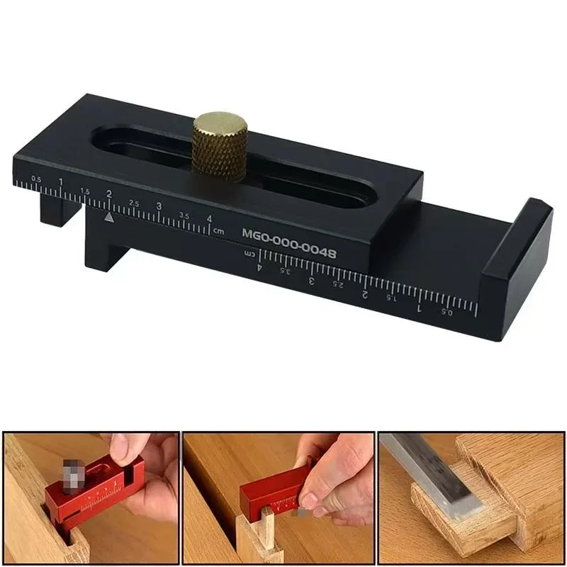 Table Saw Gaps Gauge 5-40mm Woodworking Mortise and Tenon Tool Movable Measuring Block Line Sawtooth Ruler,Depth Measuring Ruler