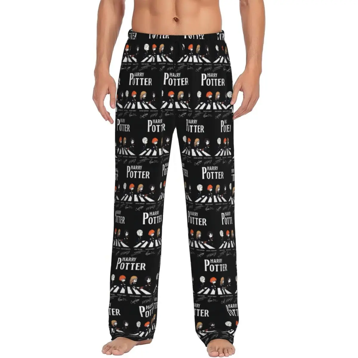 

Custom Printed Men's Harrys Magic Adventure Movies Potters Pajama Pants Sleepwear Sleep Lounge Bottoms with Pockets