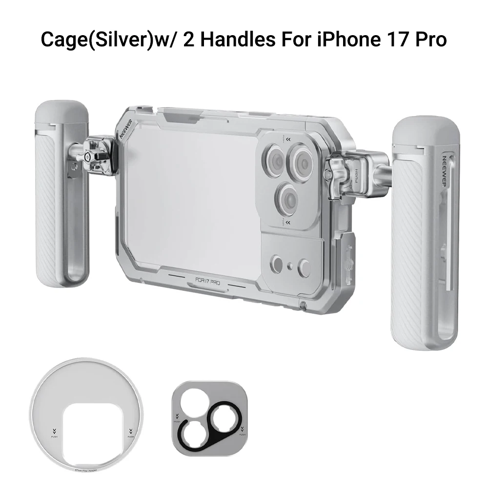 NEEWER Telefoon Cage Kit voor iPhone 17 Pro/Pro Max, Videorig Stabilisator Accessoires met 67mm Filterring, 17mm Lens Achterplaat