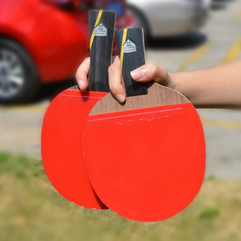 Huieson-Raquette de tennis de table 6 étoiles améliorée, 7 couches, double face en caoutchouc, fibre de carbone, ping-pong, batte avec housse, 2 pièces