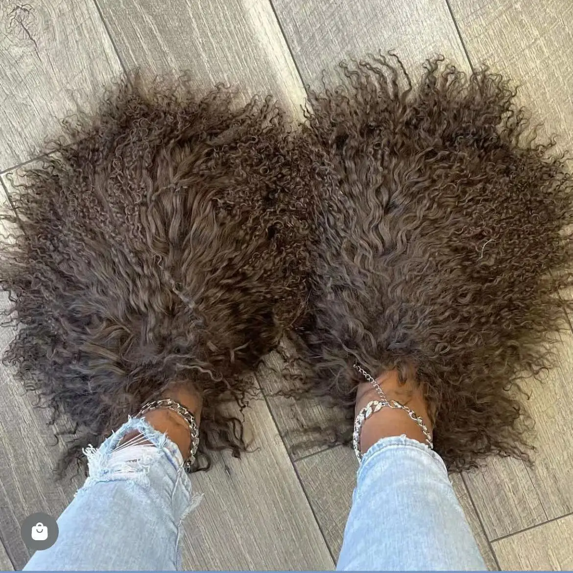 Women Plush Flat Shoes Outdoor Fashion Slippers Mongolian Slides