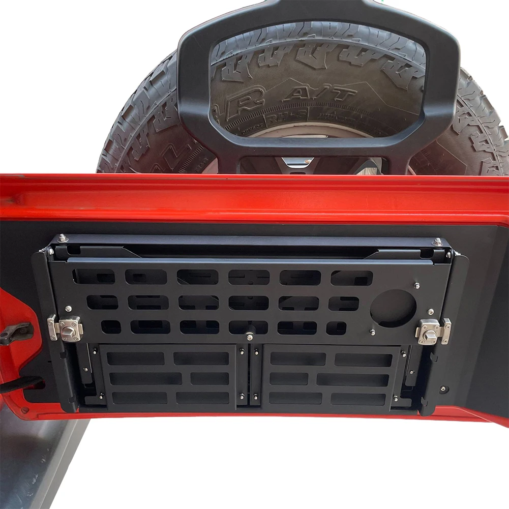 

Rear Door Tailgate Table Carbon Steel Foldable Molle Panel Cargo Shelf Compatible for Ford Bronco