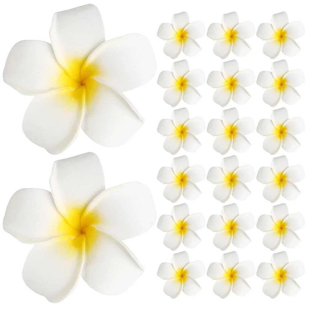 20 Pcs Artificial Frangipani Hair Barrettes Plumeria Flower Clips with The Flowers Eva Hairpin Miss