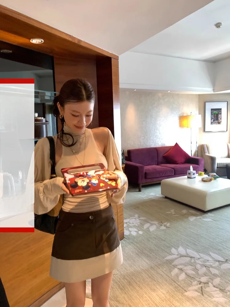 

DULA трапециевидная рабочая одежда, юбка, цветная блузка, универсальная женская осенняя утягивающая юбка из полиэстера, хлопка, лиоцеллового волокна, заниженная талия на молнии