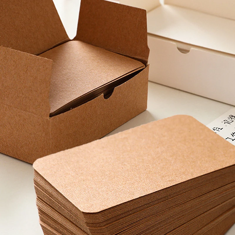 100pcs/box Kraft Paper Card Blank Business Card Message Thank You Card Writing Card Label Bookmark Learning Card