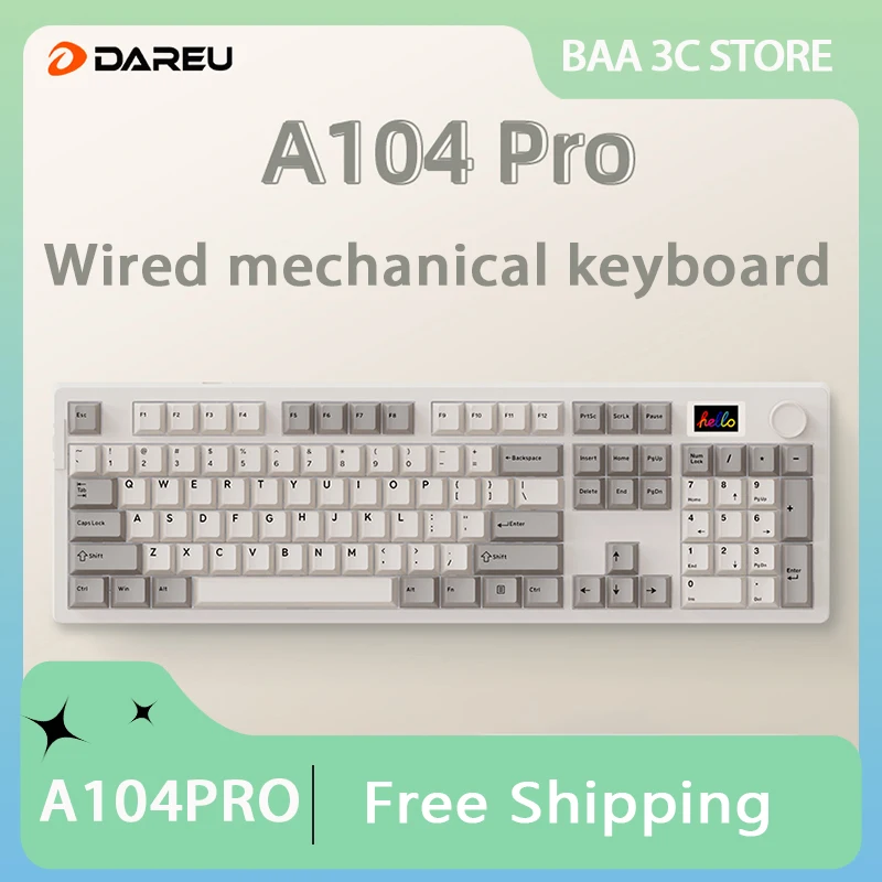 Dareu A104pro 8K Mechanical Keyboard Customized Screen Hot Swap RGB Wired Gaming Keyboard E-Sports Pc Gamer Accessory Mac