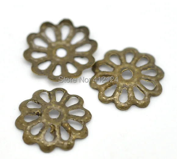 

10000Pcs Bronze Tone Flower Hollow Alloy End Beads Caps 8x8mm