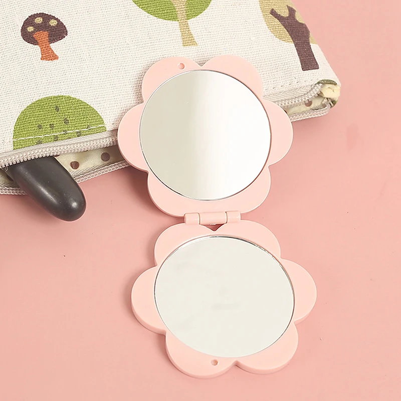 Portable Double-sided Folding Makeup Mirror Flower Mirror Pocket Compact Dressing Table Handheld Mirror Student Mirror
